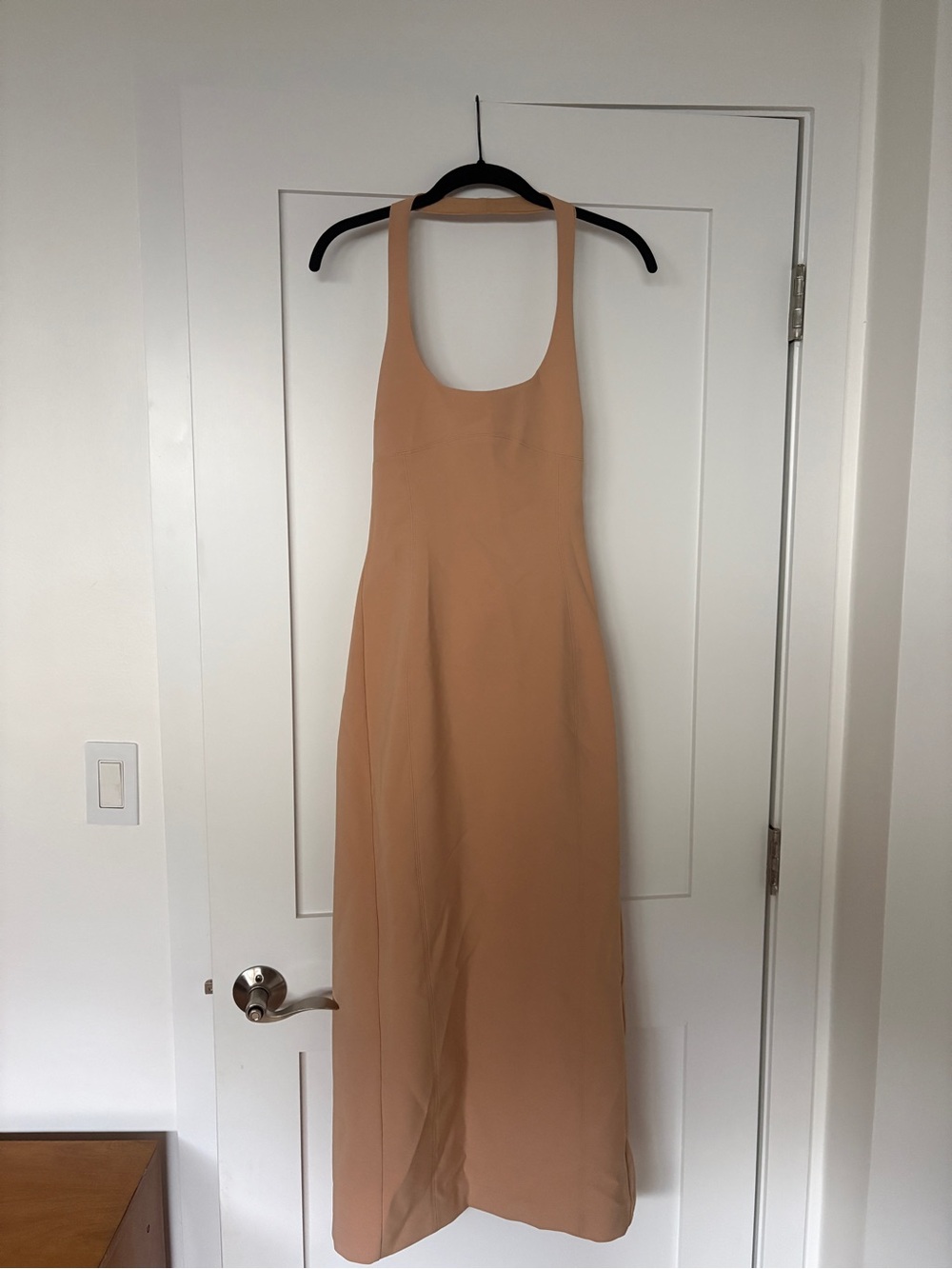 Zara Sleeveless Scoop Midi Dress in Beige